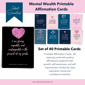 Mental wealth printable affirmation cards set positive self-care by HeartSwapz