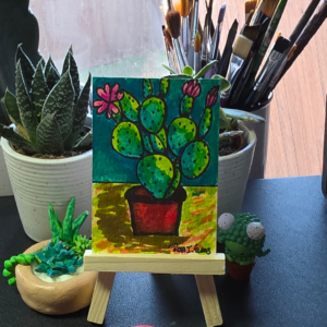 ACEO original cactus art marker drawing 2.5x3.5 mini collectible by HeartSwapz