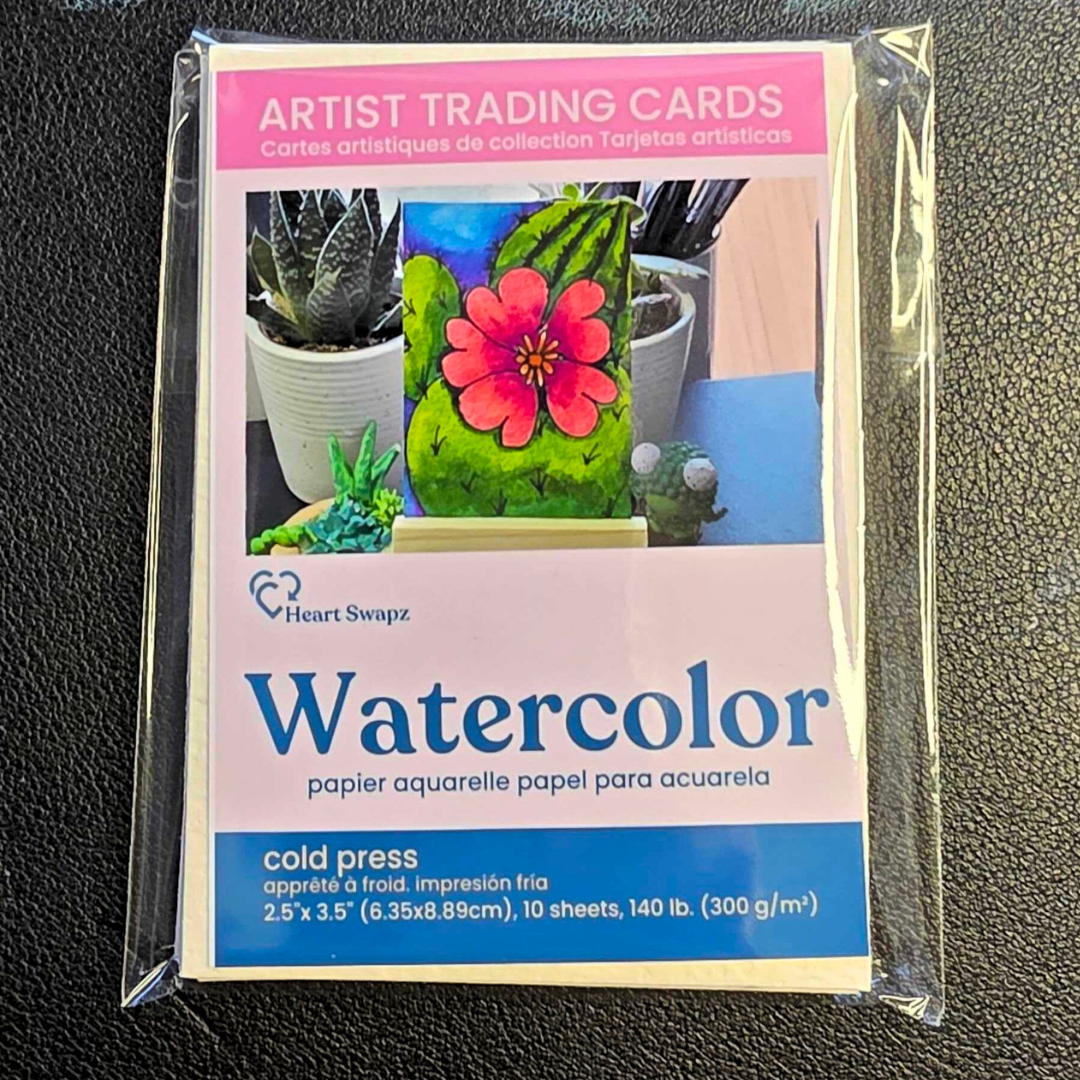 watercolor ATC cards pack of 10, handcut 2.5x3.5 cold-press 300 gsm paper for artist trading cards and ACEO mini paintings